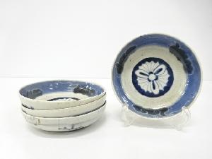 古伊万里　染付　花　なます皿　4客揃